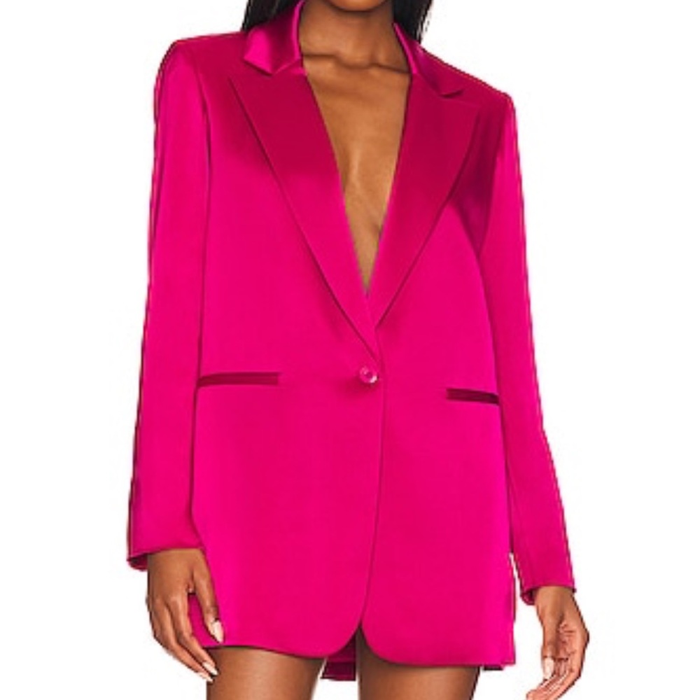 ALICE + OLIVIA Denny Notch Blazer in Raspberry